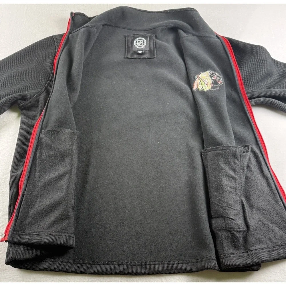 Chicago Blackhawks NHL Official Full Zip Hockey Waffle Knit Jacket Size XL